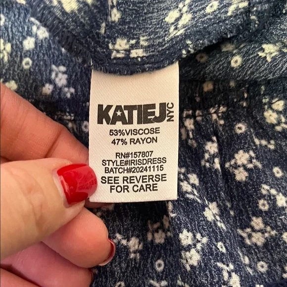 Katie J NYC girls Iris Ditsy Dress Navy Floral Spaghetti-Strap small (7/8) - Picture 4 of 5